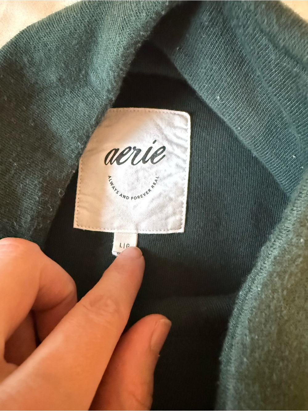 Aerie Sherpa Quarter Zip Pullover Women's Large Green Fleece Cozy - Picture 5 of 13
